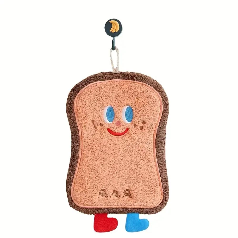 Cartoon quick-drying hand towel, made of soft absorbent coral fleece, with a hanging ring, suitable for cute kitchens and bathro