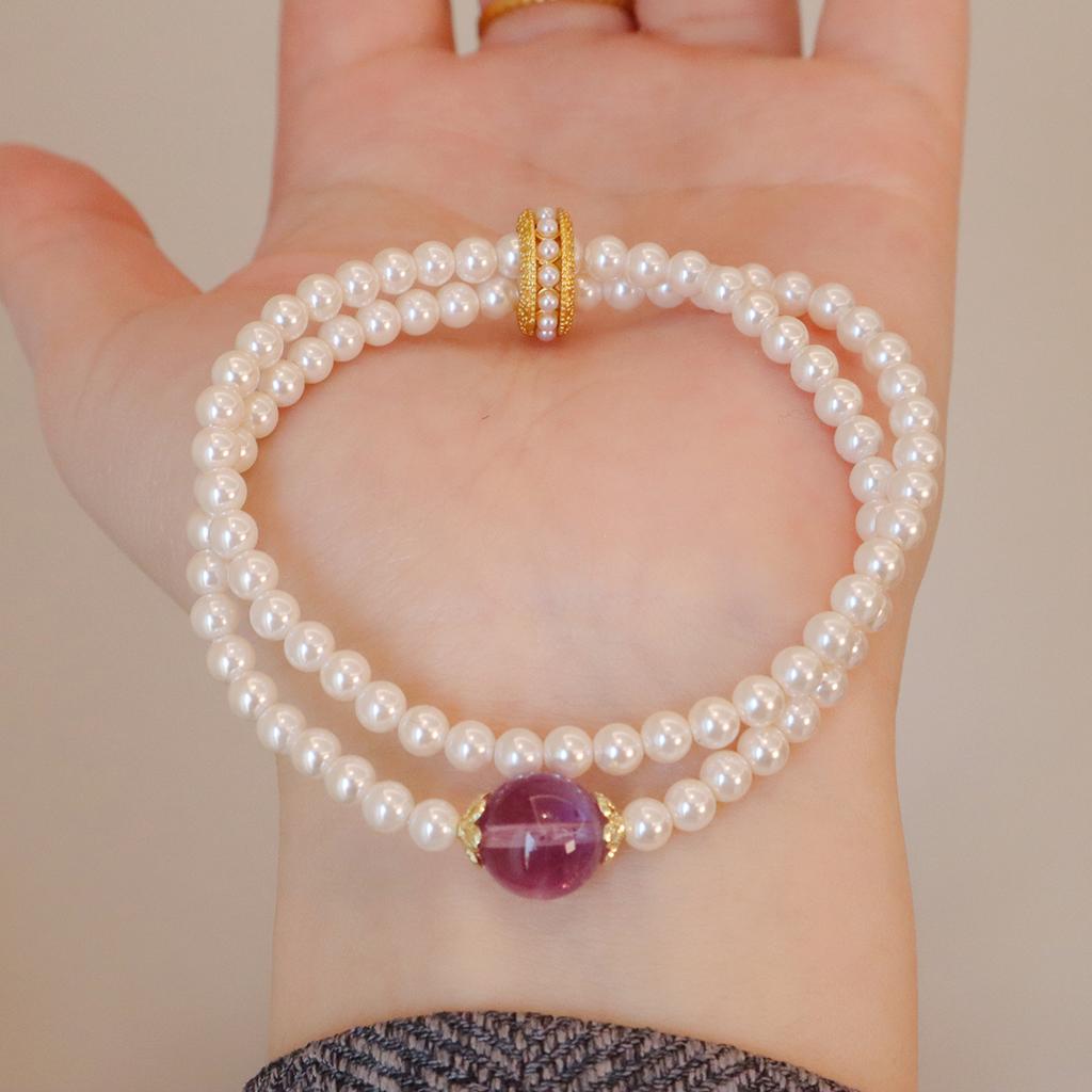 Temperament Jewelry, Natural Amethyst Bracelet, Strawberry Crystal Light Luxury Bangles Women Fashion Jewelry Accessories Gift