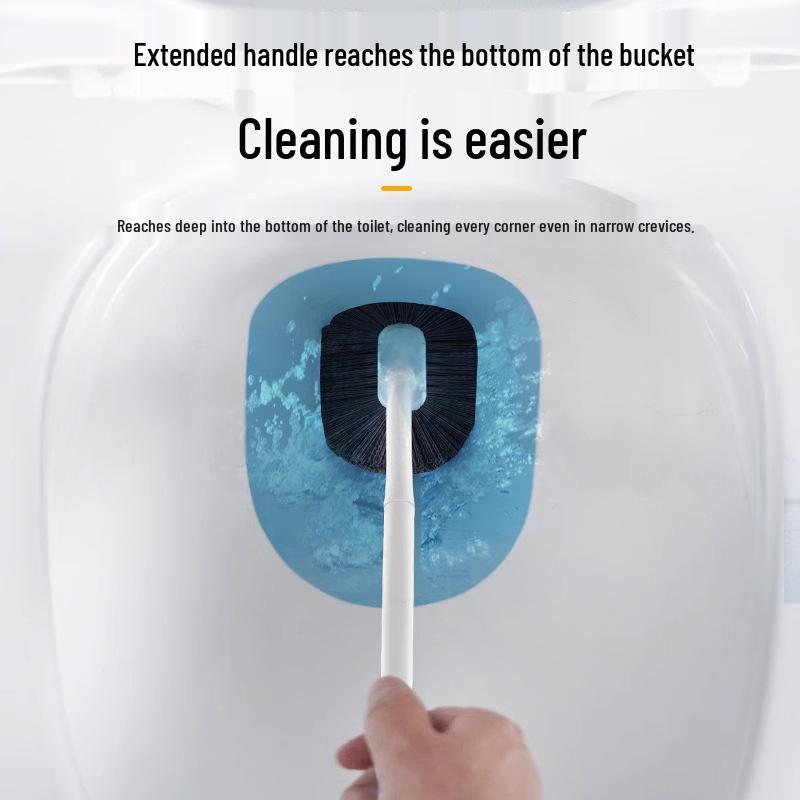 360° Soft Bristle Toilet Brush with Long Handle & Wall-Mount for Bathroom Cleaning