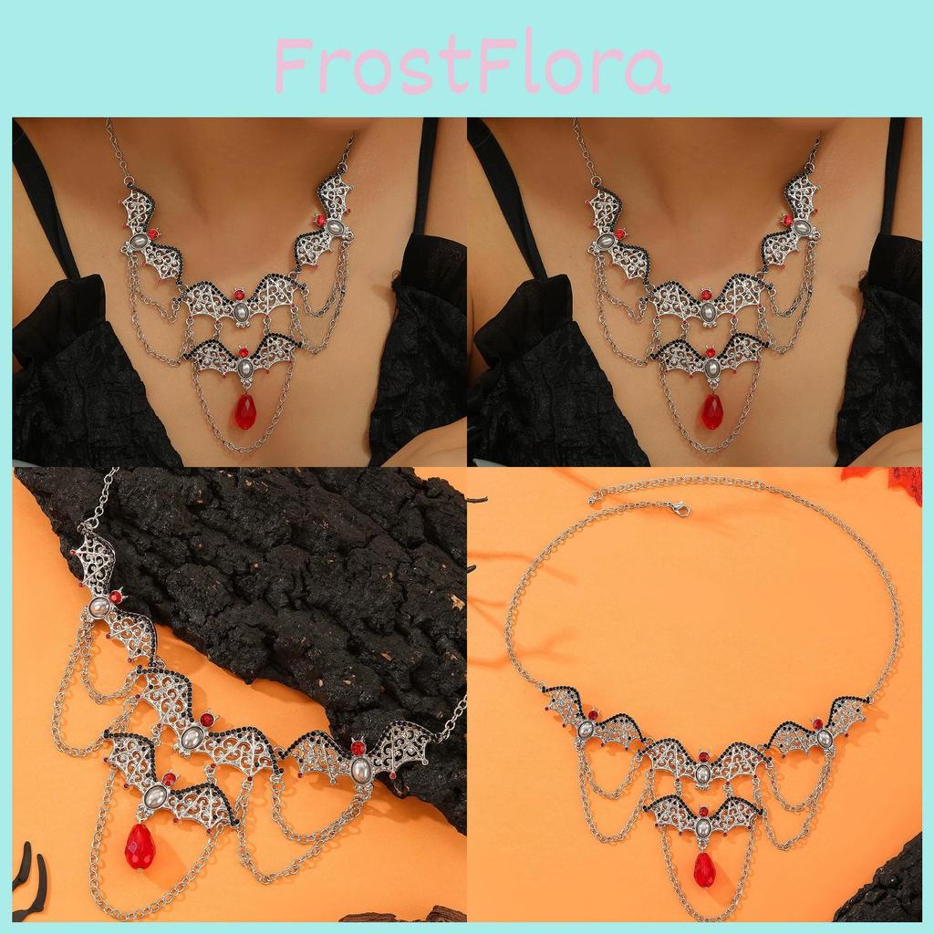 Gothic Bat Charm Necklace With Electroplated Alloy And Multilayer Style For Party Decor
