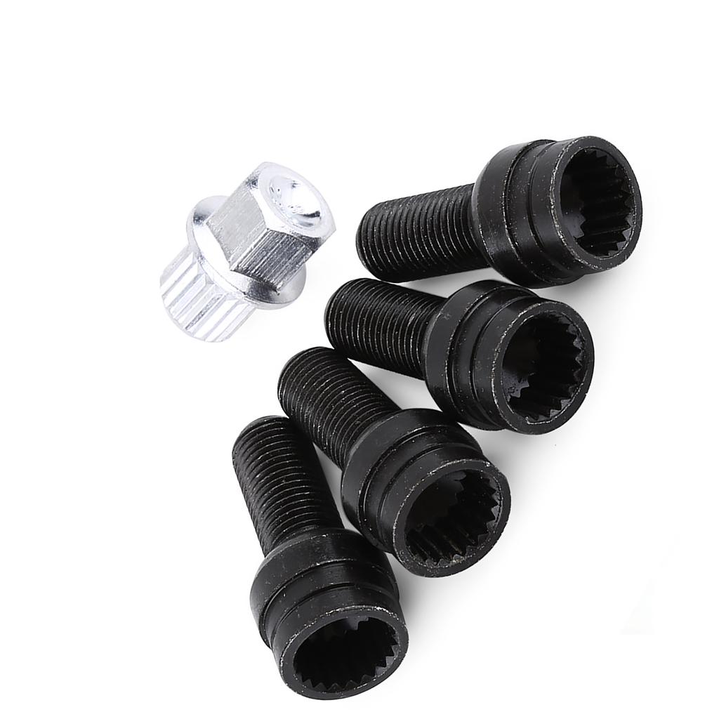 4+1 M14*1.5MM Black Steel Wheel Bolt & Lock Lug Nut Set With Key