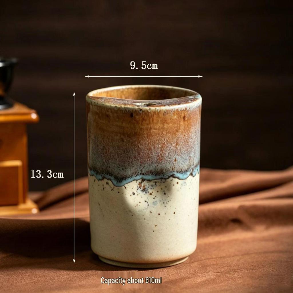 Retro Kiln-fired Ceramic Mug: Large Capacity, Creative Design