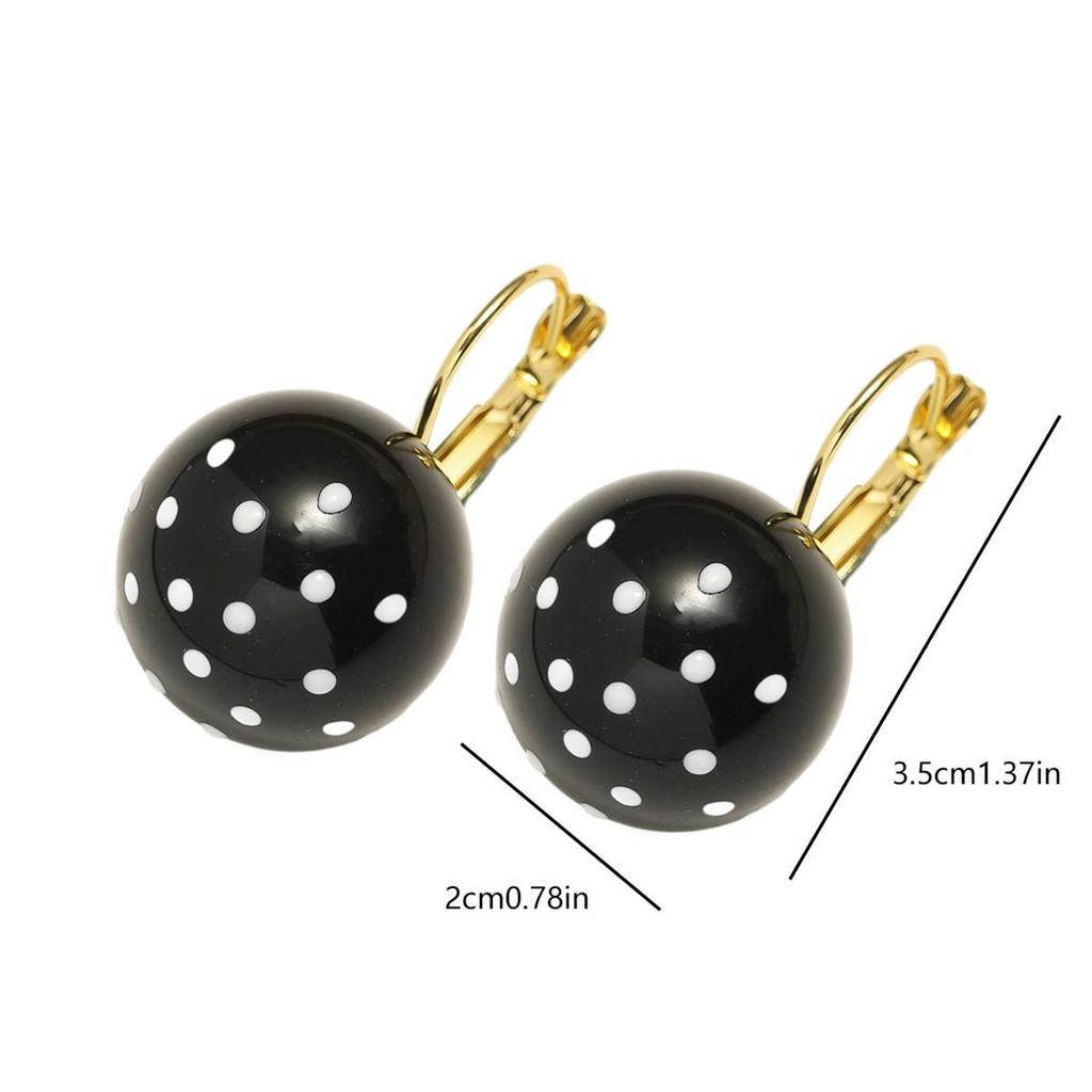 Retro Schwarz-Weiß Polka Dot Kugelkopf-Ohrstecker für Damen - Leichte Luxus High-End Ohrstecker
