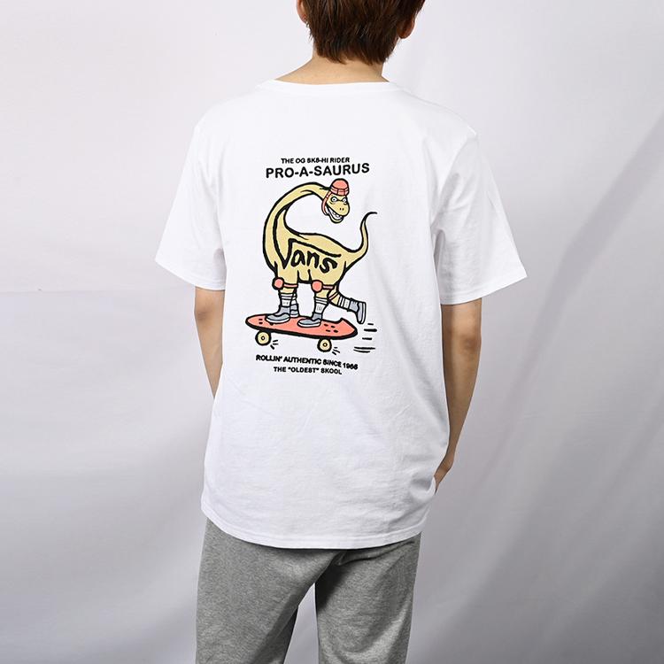 Vans Dinosauří Skateboard Kreslený Potisk Sportovní Americké Vintage Tričko s Krátkým Rukávem a Kulatým Výstřihem Unisex Tričko Bílé VN0A5F33WHT