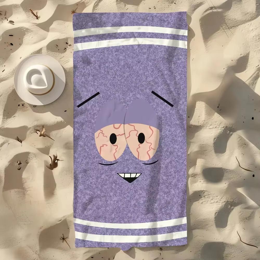 Lustiges Lila Cartoon-Gesicht Strandtuch Flachdruck Rote Augen Badetuch für Reise Poolparty Mikrofaser Dusche Geschenk