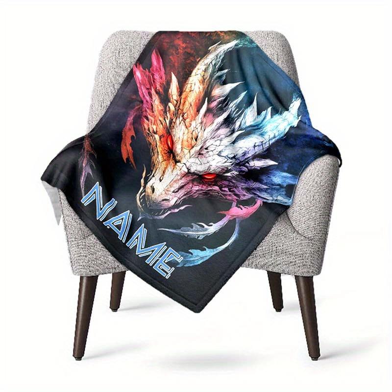 Fierce Dragon Customize Your Name Blanket Used For Chair Office Sofa Bed Camping Soft And Warm Giving Friends And Relatives Birthday Graduation Gift