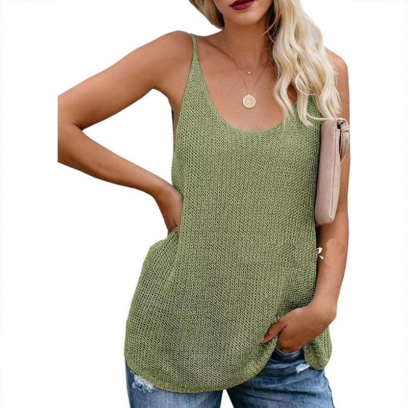 Spring and Summer Fashion Round Neck Camisole Color Blocking Top Undershirt Women Vest