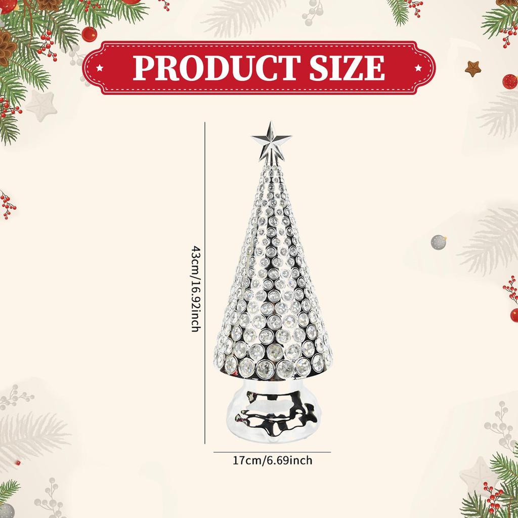 Christmas Table Decoration Room Decor Lighted Rotating Tabletop Tree with Star for Wedding