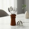 Decorative Cutlery Storage Box Wood Chopsticks Holder Creative Egg Shaped Organizer Home