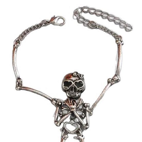 Skull Hand Chain Bracelet Skeleton Hand Bracelet Finger Ring Chains Goth Slave Chain Hands Harness Bracelets Friendship Bracelets Halloween Jewelry