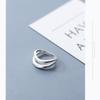 Modian Double Layer Geometric Line Silver 925 Thick Ring for Women Fashion Simple Ring Party Gift Fine Jewelry