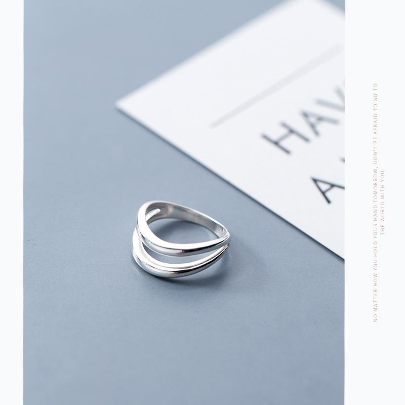 Modian Double Layer Geometric Line Silver 925 Thick Ring for Women Fashion Simple Ring Party Gift Fine Jewelry