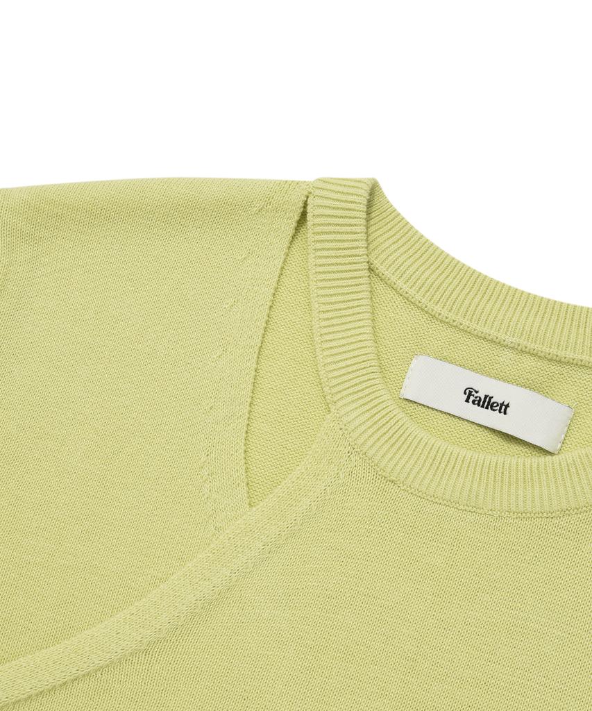 FALLETT Cutout Short Sleeve Knit Lime