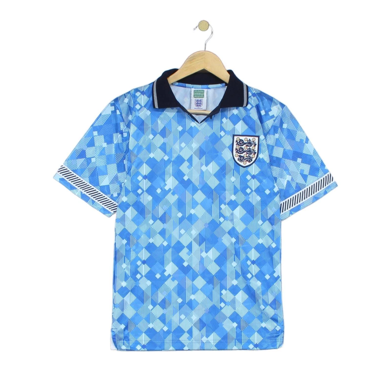 

England 1990 Football Shirt Mens Size XS Blue Remake 3rd Kit 2XL