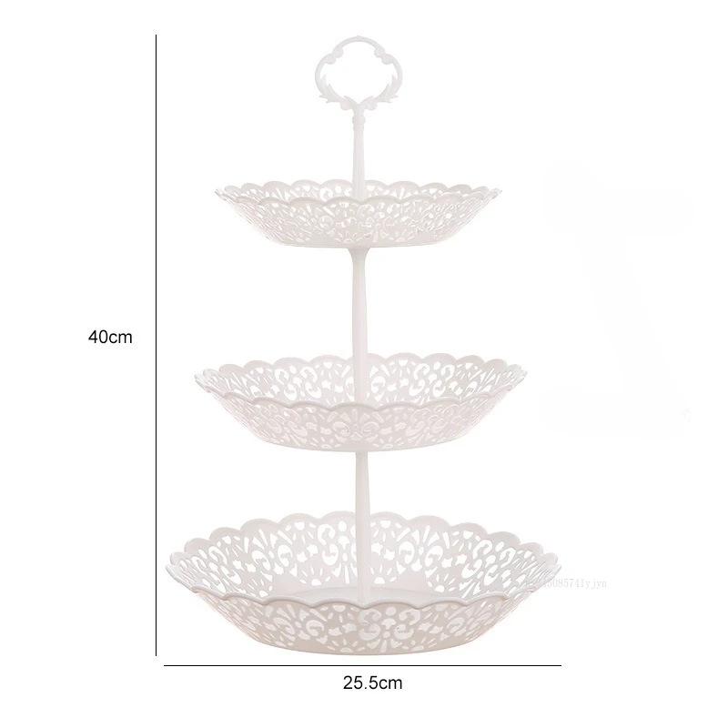 Household Fruit Plate 3 Tier Cake Stand Display 3-Layer Kitchen Fruit Bowl Stand Snack Fruit Dessert Plate Xmas Dessert Holder