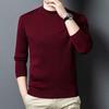 Fengxun Men's 100% Pure Wool Half-High Collar Pullover Sweater