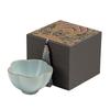 Ru Kiln Crackled Ceramic Gongfu Tea Tasting Cup - Cultivable Master Cup in Gift Box Packaging.