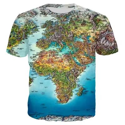 3D Printed Map T-Shirt for Men Funny Animal Pattern Tees Summer Oversized O-Neck Top Harajuku Short Sleeve T Shirts Streetwear
