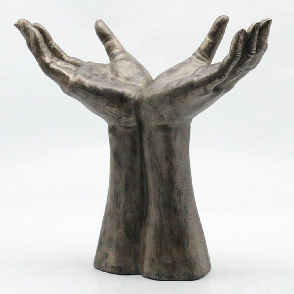 Sculpture Mains en Coupe Ton Bronze Décoration d'Intérieur Facile à Nettoyer pour Entrée