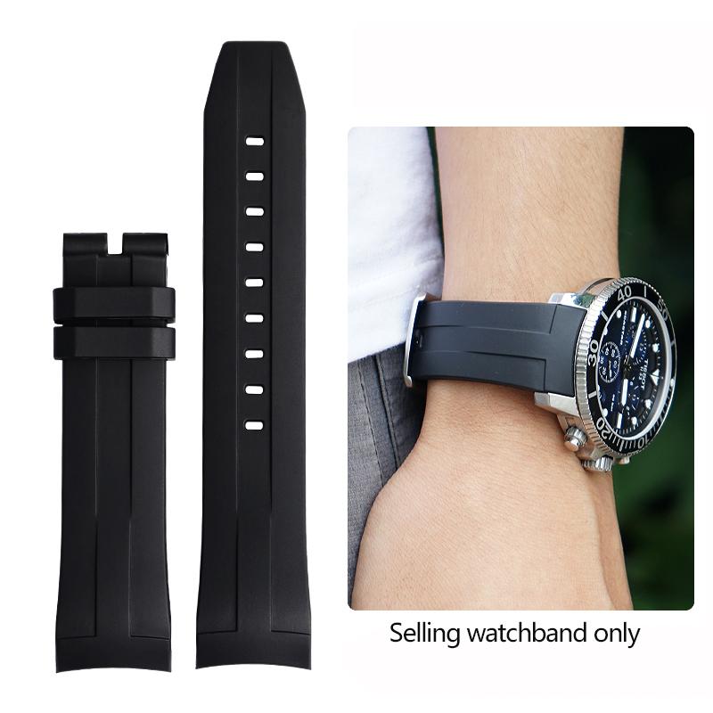 Curved End Rubber Watchband For Tissot 1853 Starfish Diving T120 Silicone Strap T120417A Wrist Bracelet 22mm Male Black Blue