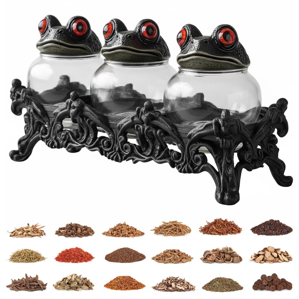 3-teiliges Frosch-Gewürzglas-Set Klare Gewürzgläser Leere Gewürzbehälter für Salz Pfeffer Gewürze Teeblätter