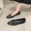 Fashion Fashion Point Toe Rhinestone Ballet Flats Woman Breathable Knitted Shallow Loafers Ladies Concise Slip-on Walking Shoes