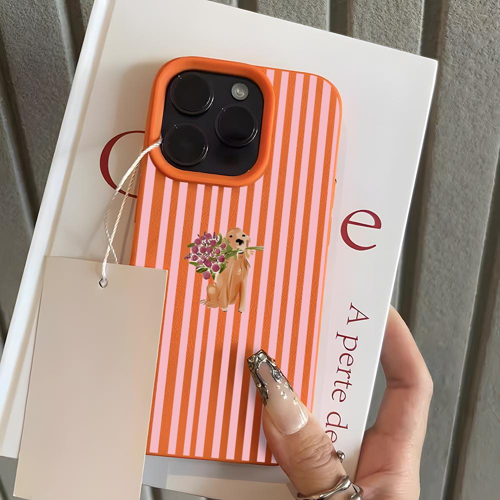 

Cute Golden Dog Texture Lychee Phone Case For iPhone 17 Pro Max 16 Plus 15 Pro 14 13 12 11 XR 17Air Lychee Textur Soft Cover iPhone XS Max