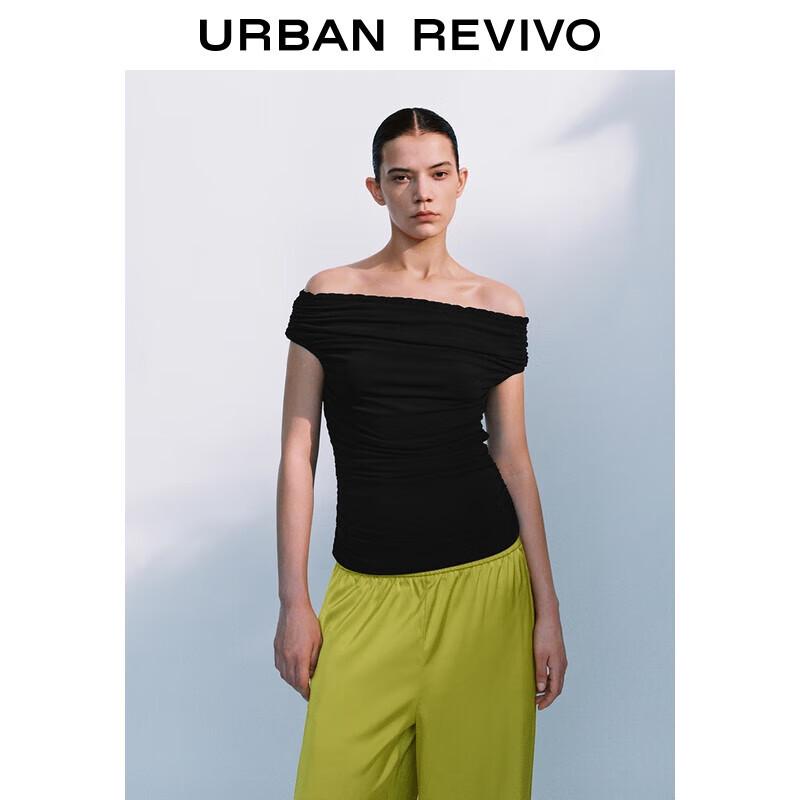 

UR Women s Elegant Off-Shoulder Ruched Cropped T-Shirt M