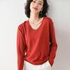 Fashion Korean Women Loose V-Neck Solid Pullover Sweater Autumn And Winter Long-Sleeved Knit Bottoming Shirt Large Size Sweaters