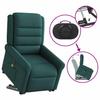 Electric Massage Recliner with Rising Assistance Dark Green Fabric