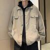 Men's Japanese Style Solid Color Retro Lapel Jacket - Spring/Autumn Hip Hop Loose Casual Trendy Workwear Cardigan.