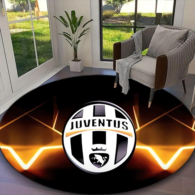 1pc Round Rug Appropriate for Office, Juventus Football Club Carpet, Versatile Printed Chair Rug, Durable Home Sofa Carpet