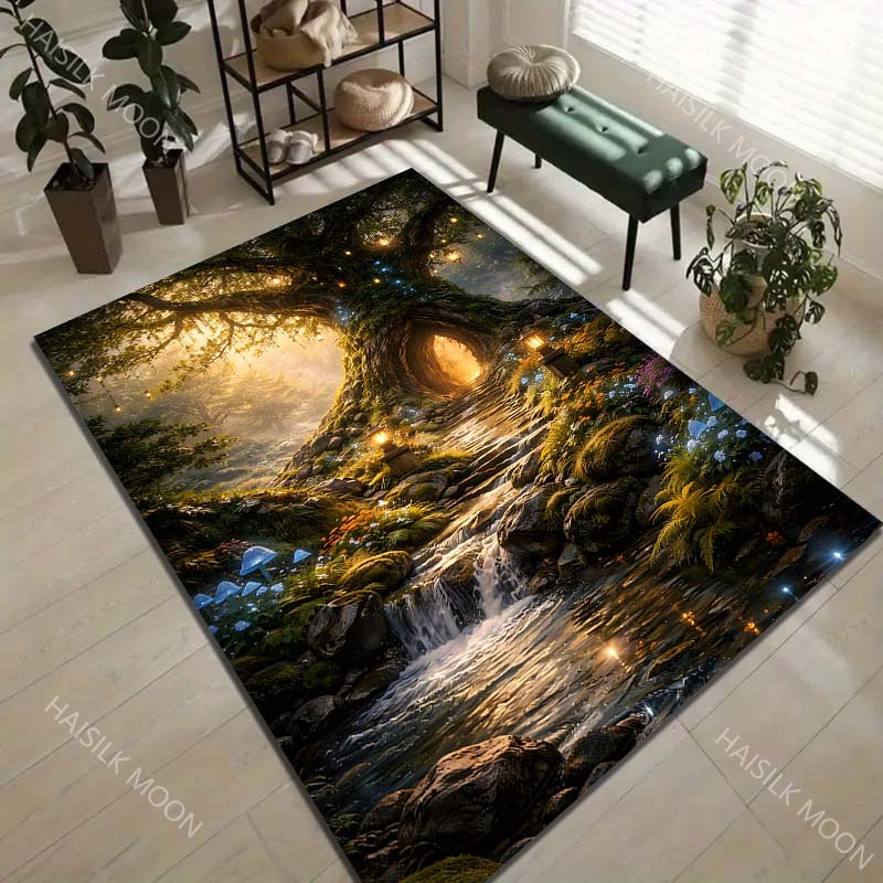 Magical forest tree hollow Print Carpet Rug for Living Room Bedroom Sofa Doormat Home Decor Non-slip Floor Mat