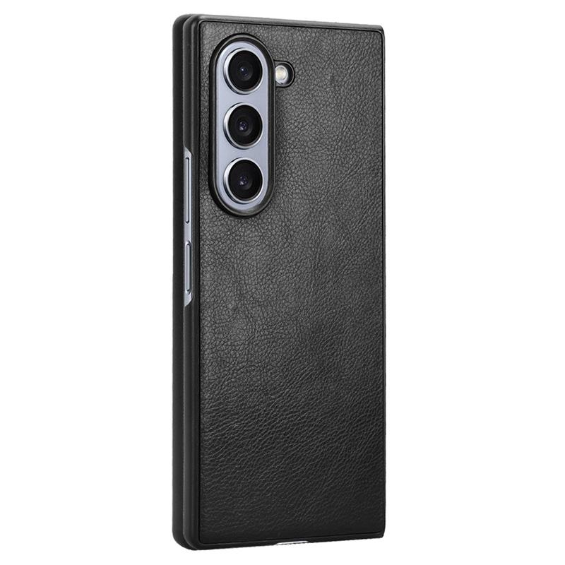 Für Samsung Galaxy Z Fold6 5G Hülle Litschi-Textur PU-Leder+PC Handyhülle