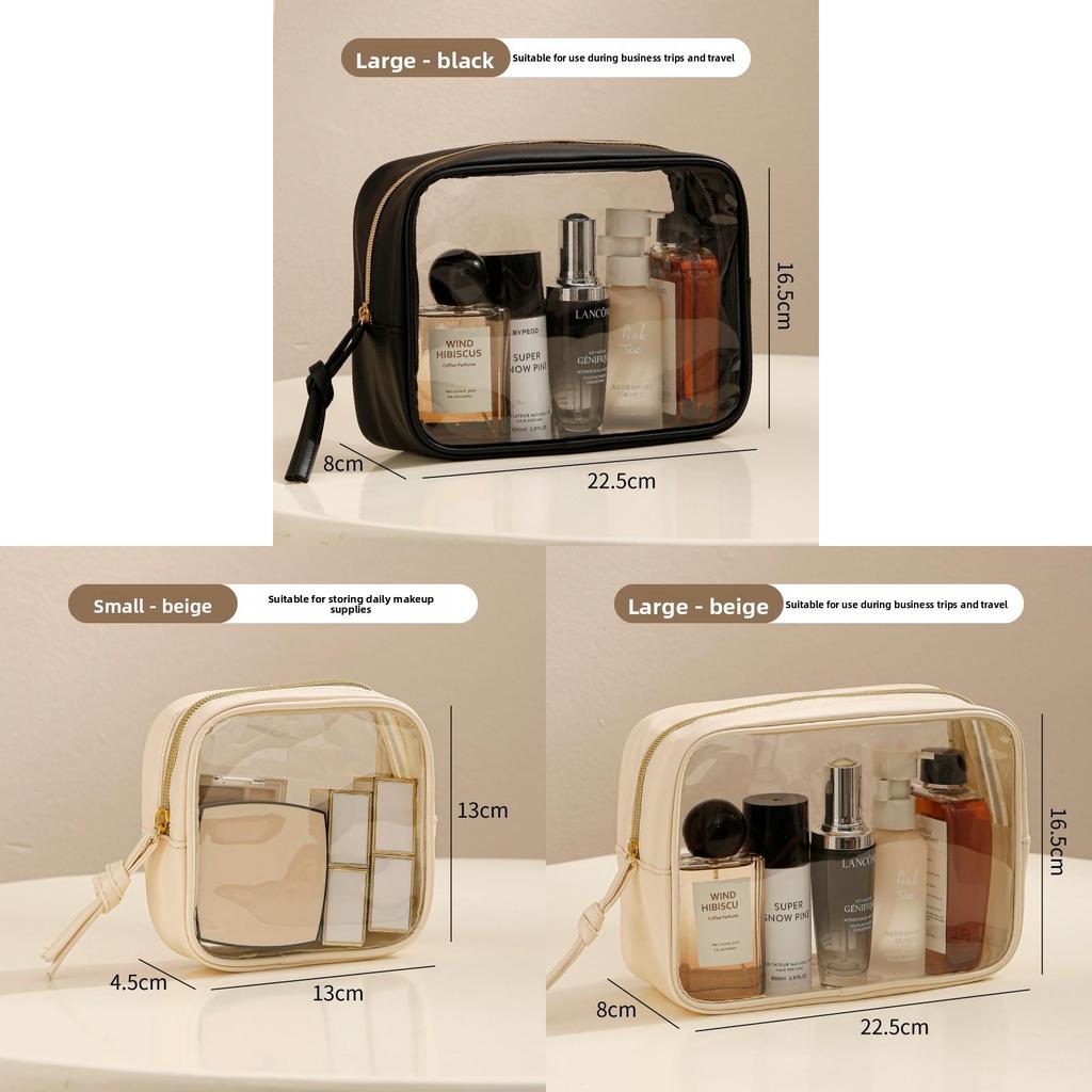Portable Travel Toiletry Bag With Transparent Pvc Material And Large Capacity For Cosmetic Storage