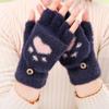 Gants épais et chauds pour femmes, mitaines en peluche à griffes de chat, mitaines d'hiver courtes et douces, mitaines sans doigts