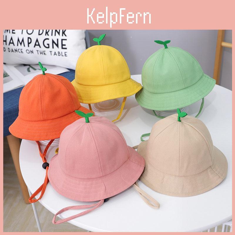 With Hat Baby Cute Bucket Sprout Spring Summer Children Drawstring Fisherman Hat Solid Color Boys Girls Beach Panama Sun Cap
