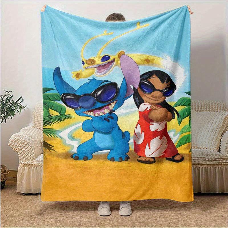 

Lilo and Stitch Cartoon Flannel Blanket - Ultra-Soft, Cozy, and Comfortable for Sofa, Bedroom, Camping, and Travel - Four-Season Versatility 130x150cm