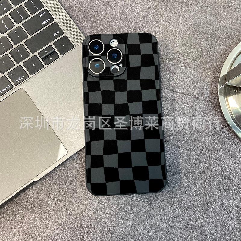 Black Plaid Applies To iPhone15 Mobile Phone Case 14PROMAX All-inclusive 13 Anti-drop 16/15 Protective Case 17.