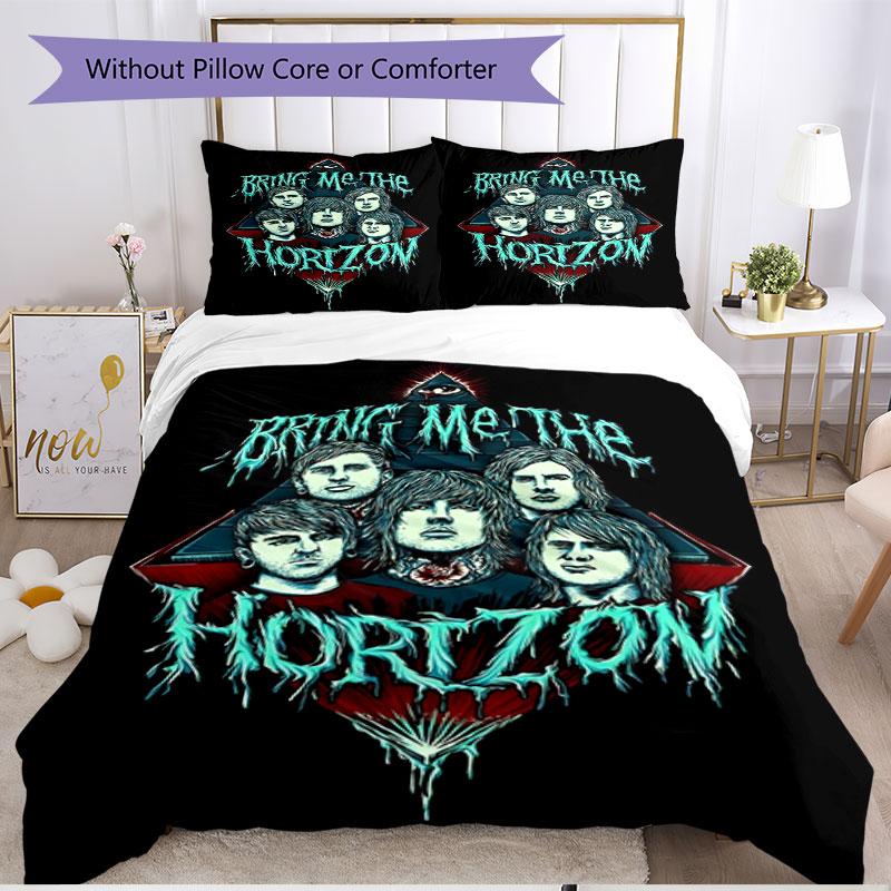 3pcs Duvet Cover Set (1*Duvet Cover + 2*Pillowcase, Without Core), Bring Me the Horizon Print Soft All‑Season Bedding Set, Home Bedroom Decor Gift