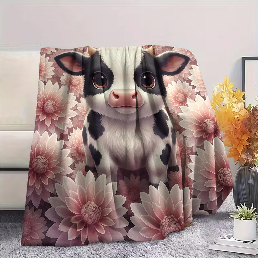 1 ks Flanelová deka s kresleným potiskem, Vysoce kvalitní, Pohodlná pro všechna roční období, Domácí dekorace, Teplo a pohodlí, Perfektní jako vánoční dárek k narozeninám