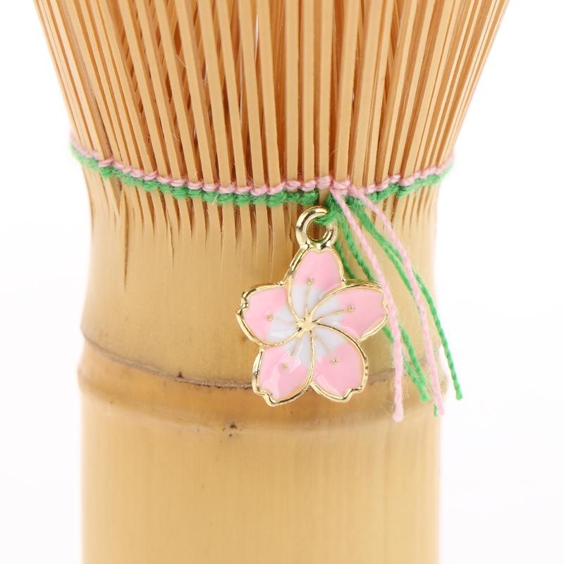 Japanese Ceremony Bamboo Chasen Matcha Green Tea Powder Whisk Tea Brush Kitchen Accessories Tea Tool With Cherry Blossom Pendant