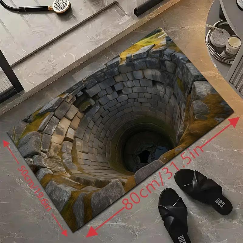Rug Carpet Mat Non-Slip 3D Vortex Hole Illusion Doormat for Entryway Living Room Kitchen Nursery Playroom Modern Home Decor