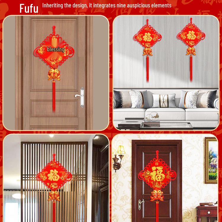 Large Chinese Fu Knot Pendant for Living Room or Front Door: New Year Peace Blessing Ornament