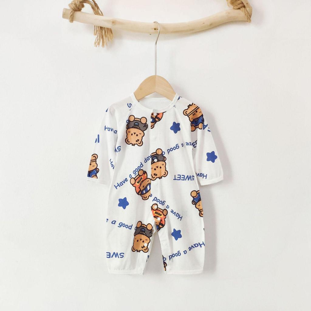Baby Langarm-Bodysuit aus Bambusfaser: 3-24 Monate, Atmungsaktiver Druckknopf im Schritt, Nahtlos für den Sommer