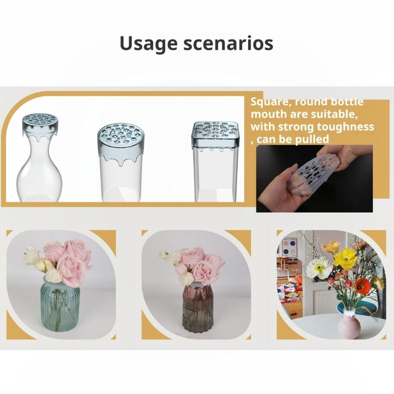 Silicone Grid Insert Flexible Floral Stem Holder For Floral Arrangements And Makeup Brush Storage