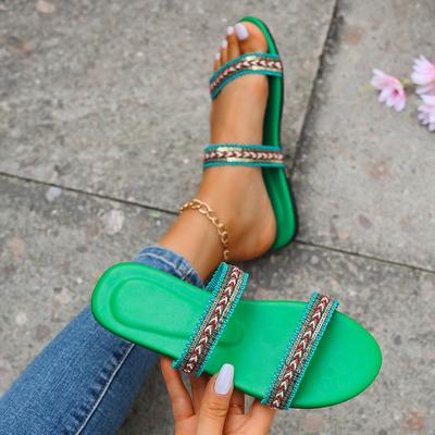 Fashion Women Flats Slippers Shoes 2024 New Summer Flip Flops Dress Shallow Casual Female Slides Open-toe Women Slippers Sandals