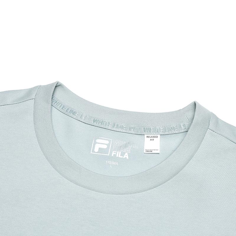 Fila White Soft Master Fashion Versatile Simple Round Neck Breathable Comfortable T-Shirt Men Tops Cloud-Gray-Green F11M513104FTQ