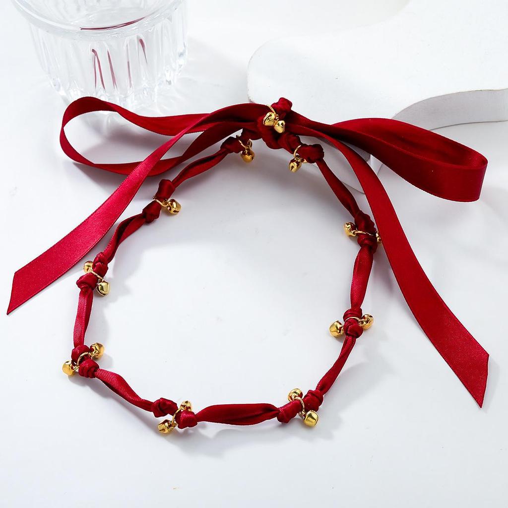 Elegant Grosgrain Bow & Bell Necklace Set: European & American Style Party Accessories for Women