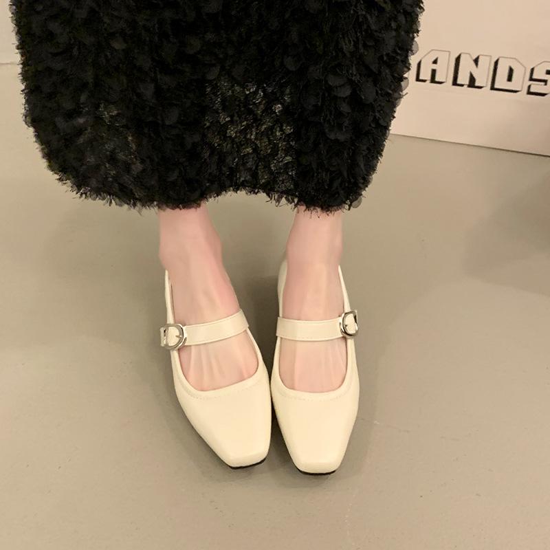 

Square Toe Women s Mary Janes Buckle Strap Low Heel Pumps Fashion Comfortable Casual Shoes Office Ladies Zapatos Para Mujer 39 бежевий